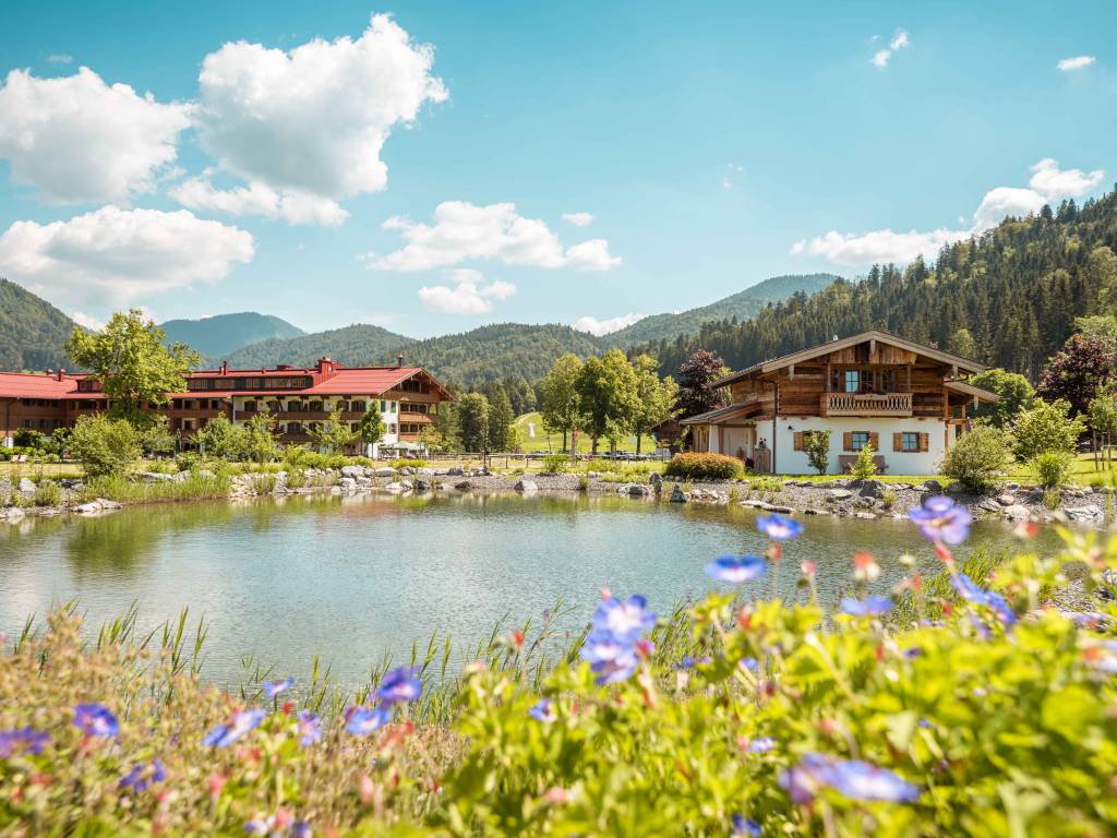 Naturschwimmteich mit Chalet und Stammhaus